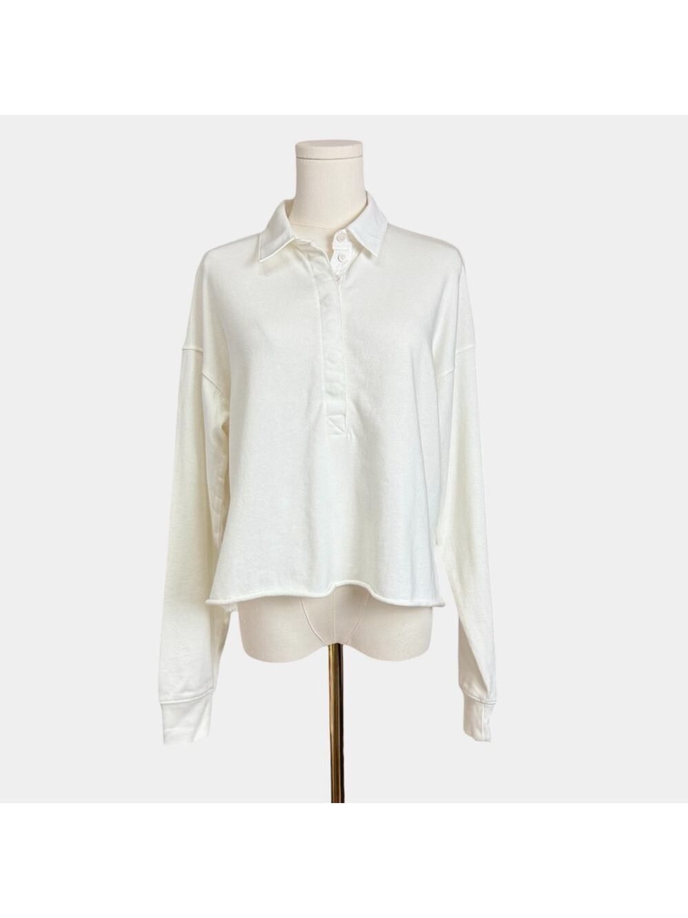Aerie Collared Sweatshirt White Longsleeves, Casual Top, Sz XS - Picture 2 of 16